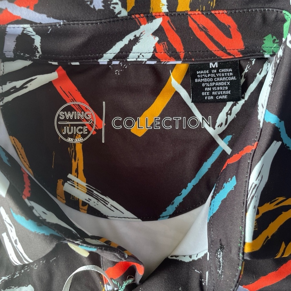 Swingjuice Black Short Sleeve Shirt With Multicolor Abstract Brushstrokes Medium View 3